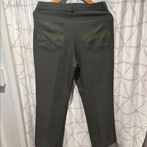 Stylish Vintage Dark Green Pants with Yellow Stitching 31 S